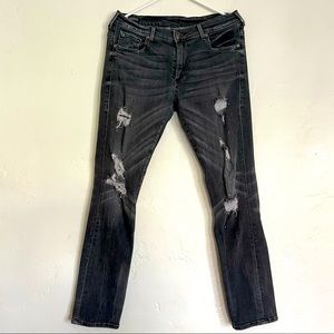 True Religion MidRise Slim BF Fit Distressed Jeans